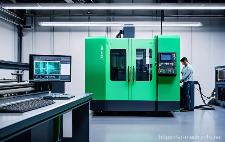 기계가공 CNC 실무 적용법 - **Prompt 1: AI-Powered CNC Precision in a Modern Workshop**
"A wide-angle, highly detailed shot ...
