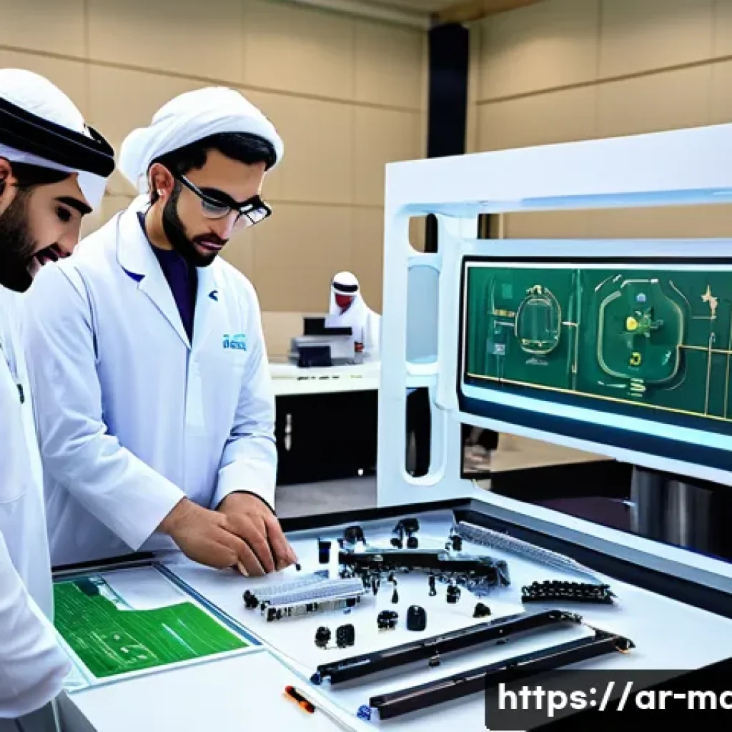 기계가공 관련 공모전 참여 방법 - A modern engineering competition setting in an Arabic-speaking country, featuring young Arab male an...