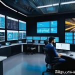기계가공 관련 기술 인증 종류 - A modern smart factory control room with a diverse team of Arab professionals, wearing business casu...