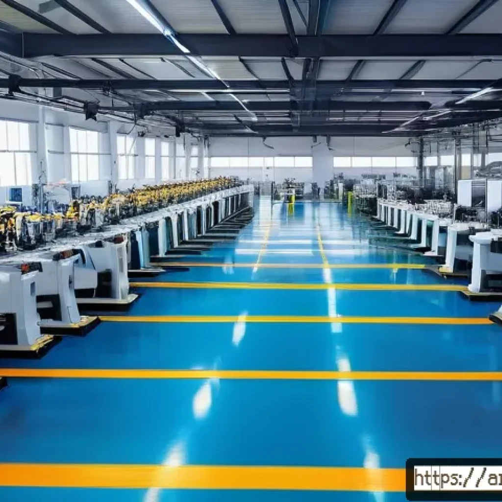 기계가공 관련 최신 기술 동향 - A high-tech mechanical manufacturing factory in the Middle East, featuring advanced AI-powered robot...