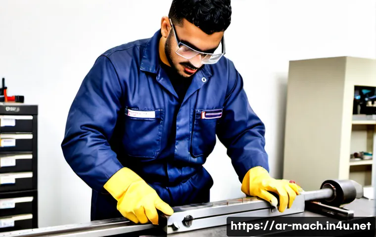 기계가공 실기 작업 매뉴얼 - Photorealistic machine shop training scene in a modern Gulf-region technical workshop, an Arab adult...